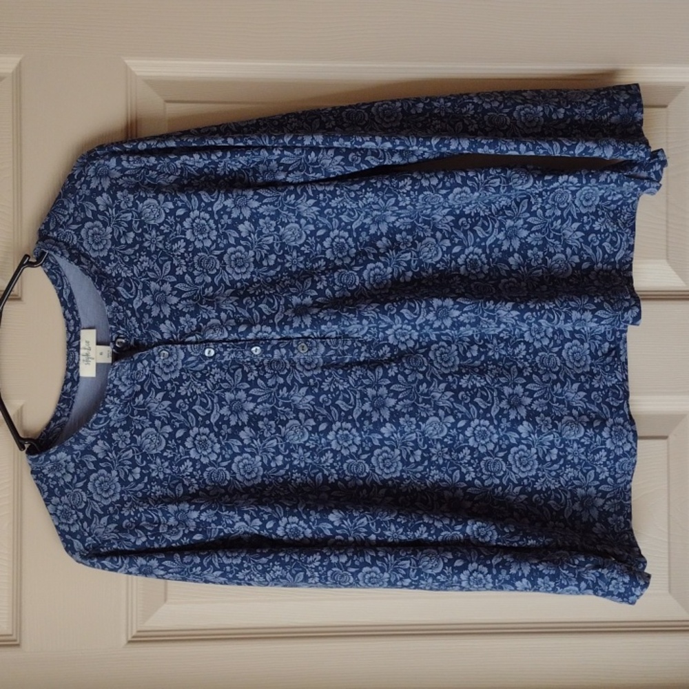 Style & Co soft 100% cotton blue floral top size XL